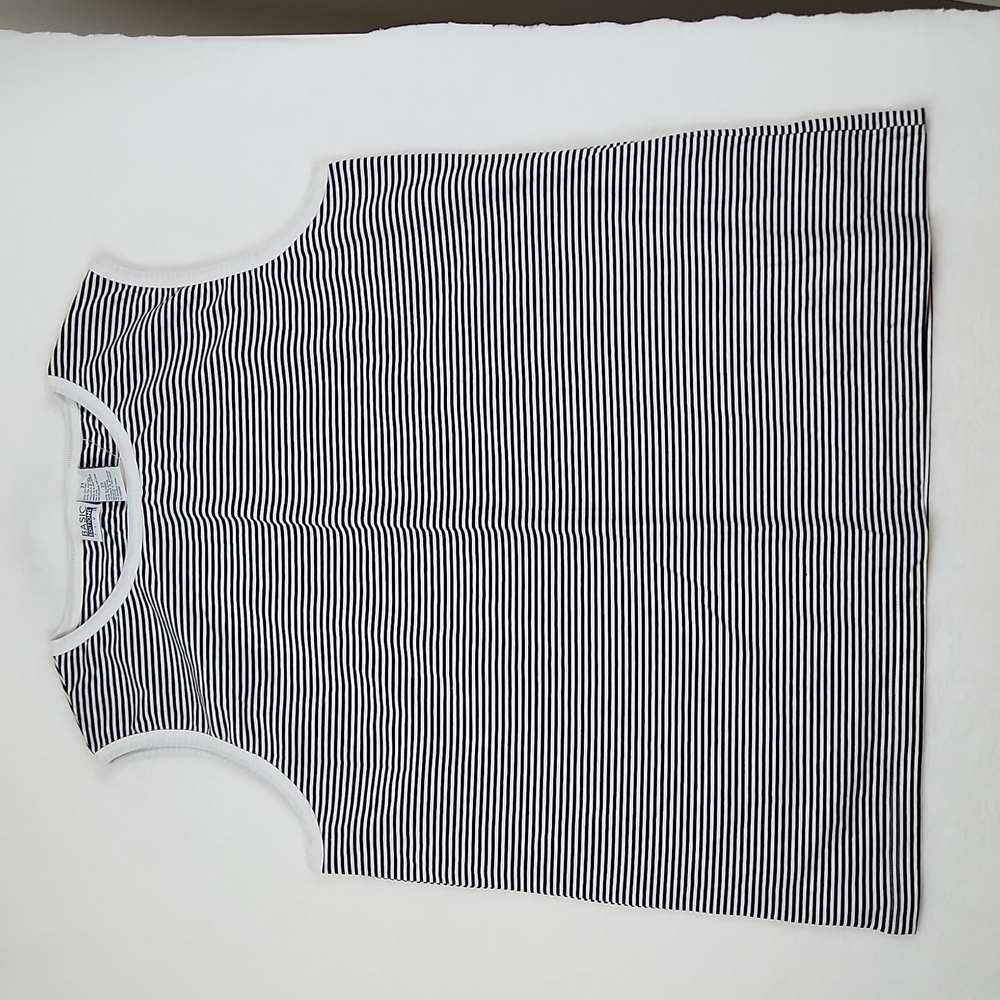 Basic Edition Women's Striped Sleeveless Black White Tunic Size 2X